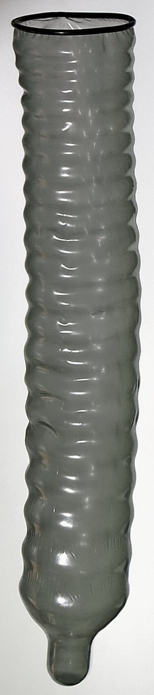 A ribbed condom