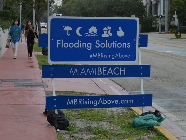 Sign near a project to raise the elevation of a roadway in South Beach.