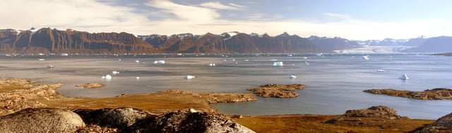 View of Kangertittivaq in eastern Greenland, one of the largest sund-fjord systems in the world