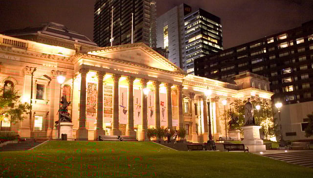 The State Library of Victoria forecourt