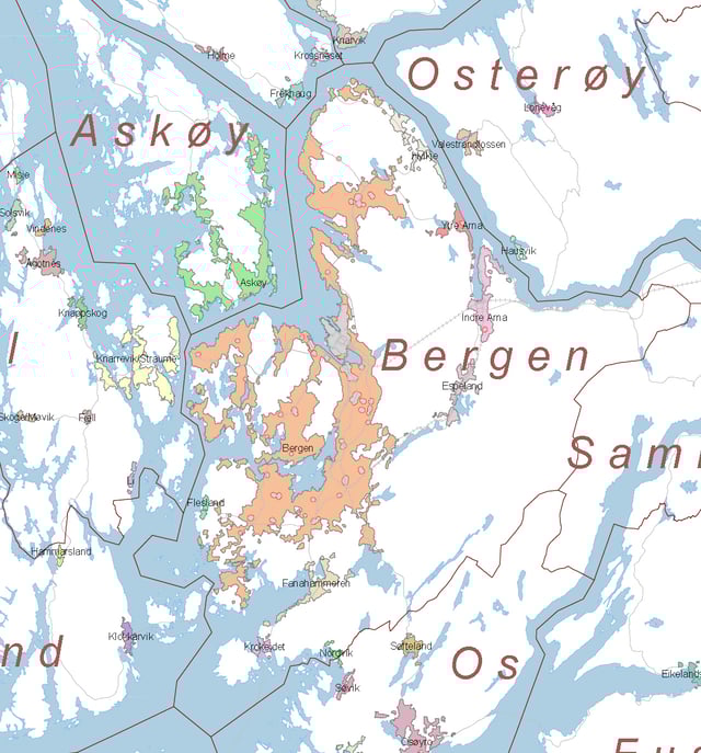 Bergen: Urban areas (Statistics Norway)