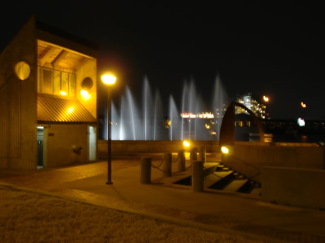 Tulsa's River Parks contain many monuments and attractions, such as these fountains.