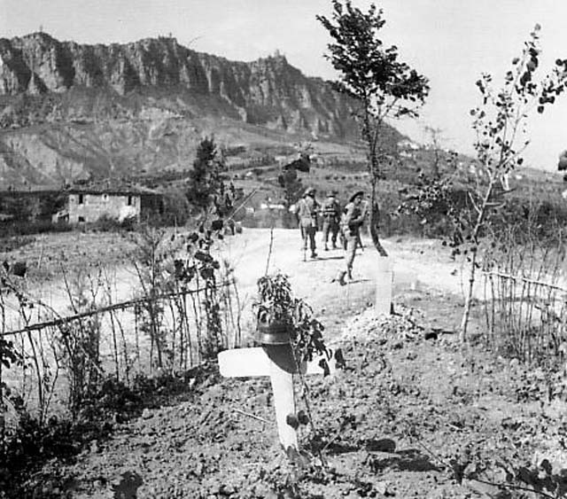 British troops at Monte Titano during the Battle of San Marino, September 1944