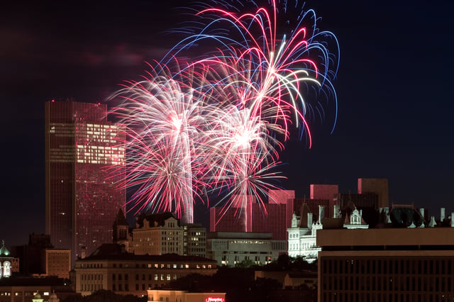 Price Chopper sponsors the annual Fourth of July fireworks show at the Empire State Plaza (2009 show pictured).