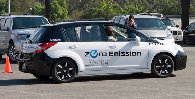 The EV-12 test car was based on the Nissan Tiida/Versa.