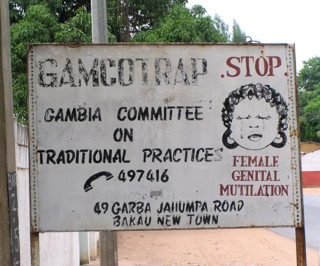 Anti-FGM road sign, Bakau, Gambia, 2005
