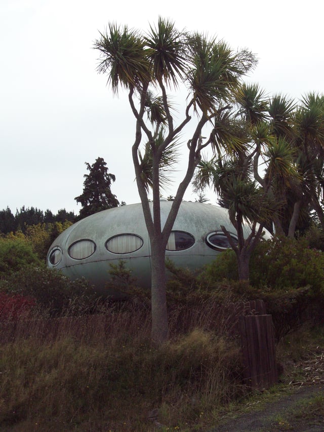 A Futuro house in Warrington, New Zealand