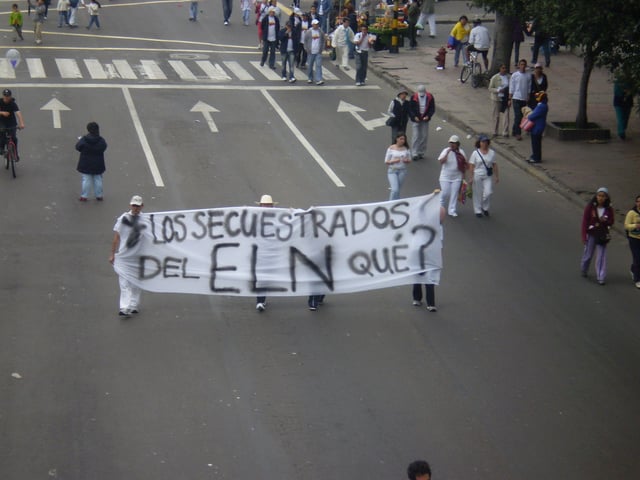 Protest march against ELN kidnapping: "So, what about the [people] kidnapped by the ELN?"