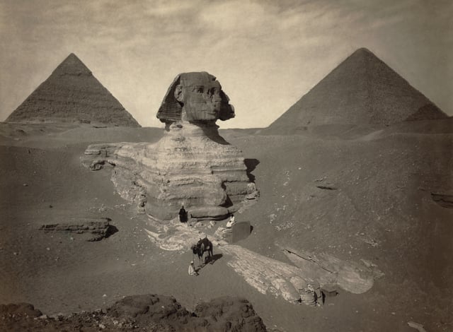 The Great Sphinx partially excavated, photo taken between 1867 and 1899