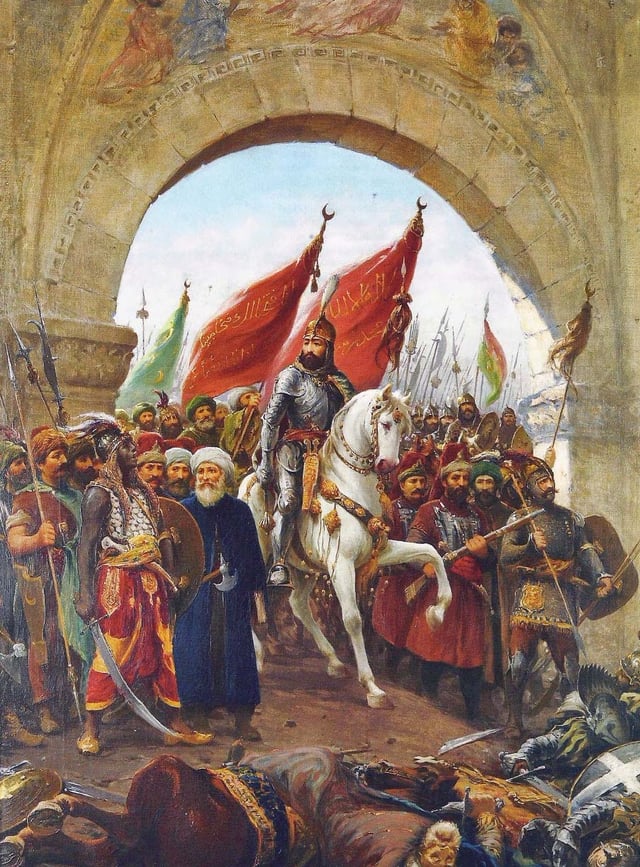 Sultan Mehmed II's entry into Constantinople, painting by Fausto Zonaro (1854–1929).