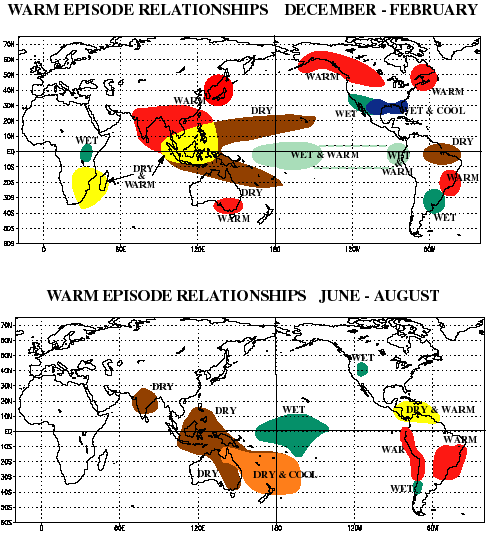 Regional impacts of warm ENSO episodes (El Niño)