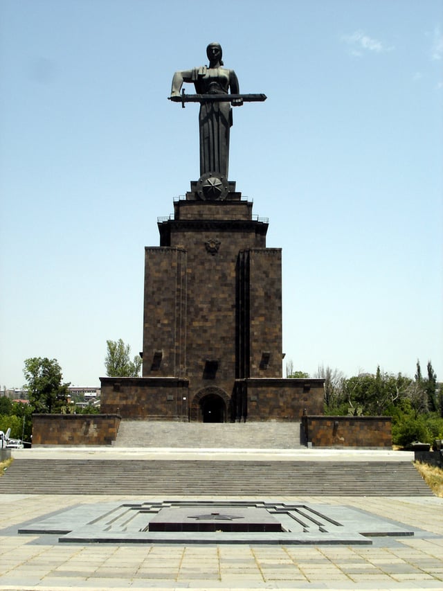 Mother Armenia erected in 1967, replacing the monumental statue of Joseph Stalin