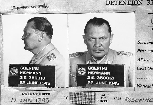 Prisoner's "mug shot" taken at the Nuremberg Palace of Justice