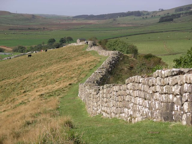 Sections of Hadrian's Wall still remain, particularly in its hilly central sector. Little remains in lowland regions, where the Wall was previously plundered as a source of free stone for new buildings.
