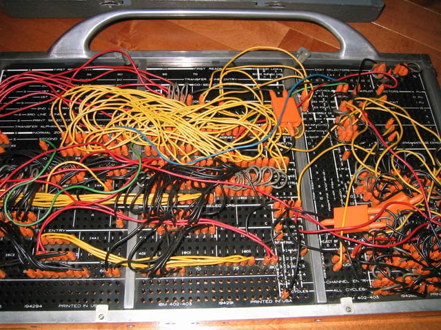 Wired control panel for an IBM 402 Accounting Machine.