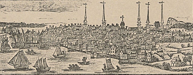 New Haven as it appeared in a 1786 engraving