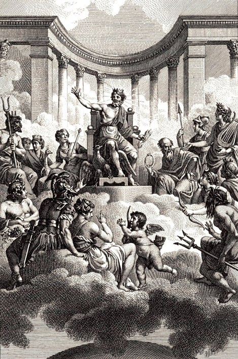The Greek gods of Olympus, after whom the Solar System's Roman names of the planets are derived