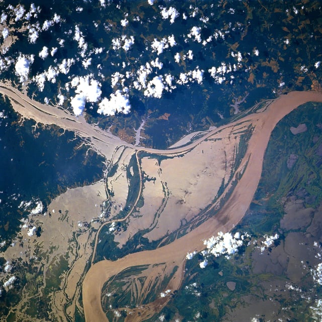 NASA satellite image of a flooded portion of the river