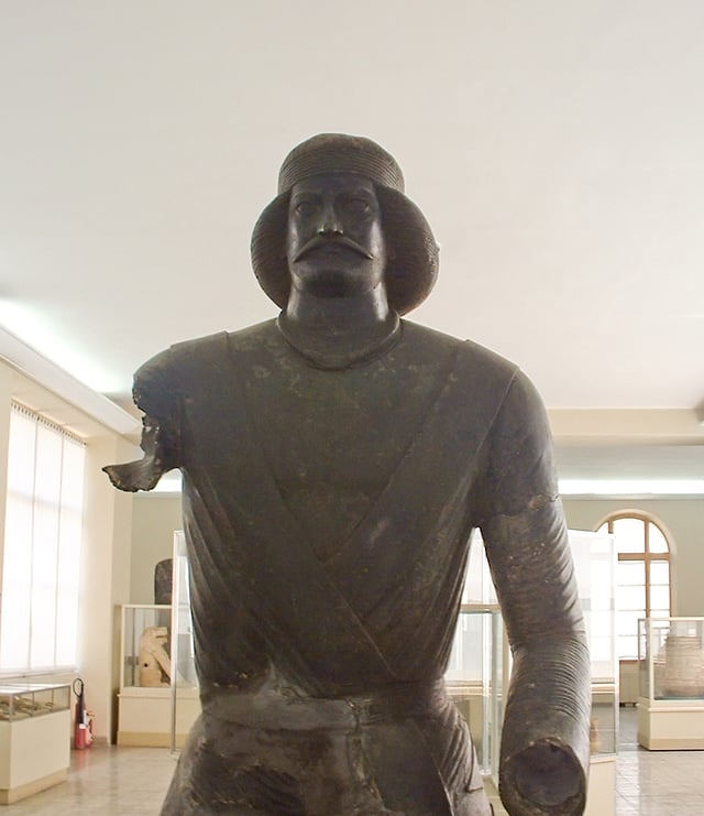 A bronze statue of a Parthian nobleman from the sanctuary at Shami in Elymais (modern-day Khūzestān Province, Iran, along the Persian Gulf), now located at the National Museum of Iran.