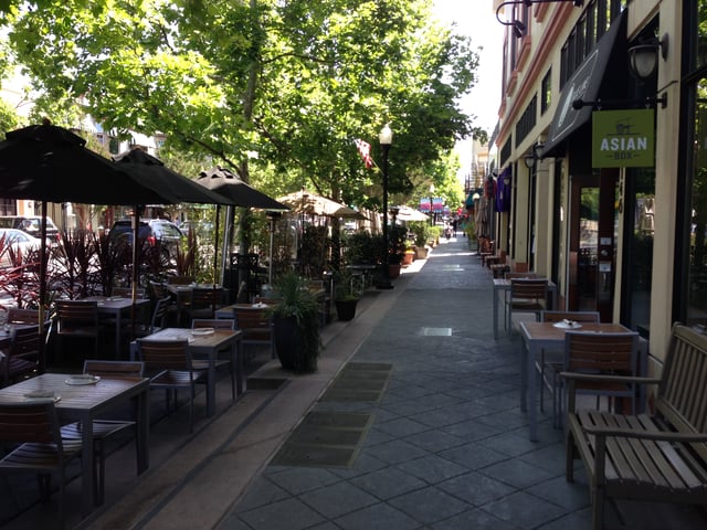 Sidewalk along Castro Street in downtown Mountain View
