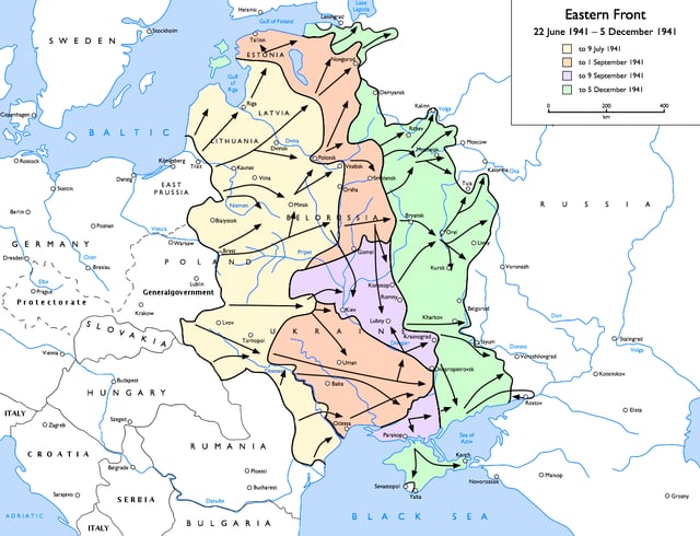 Operation Barbarossa: the German invasion of the Soviet Union, 21 June 1941 to 5 December 1941:   to 9 July 1941   to 1 September 1941   to 9 September 1941   to 5 December 1941