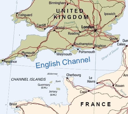 Map of the English Channel