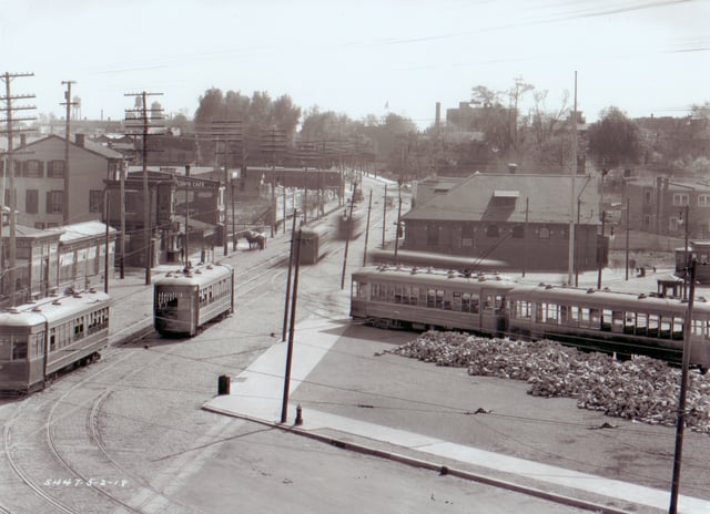 Frankford Terminal in 1918, before the construction of the Frankford Elevated