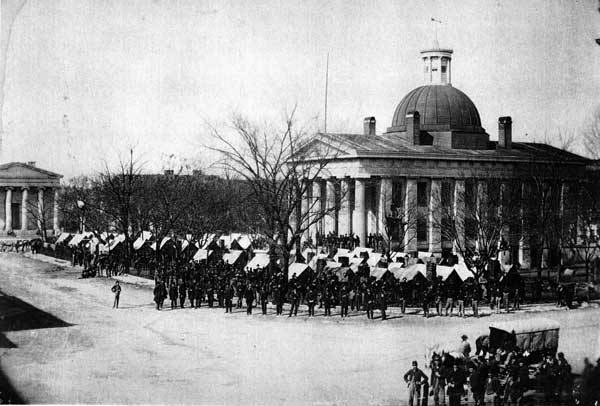 Union Army troops occupying Courthouse Square in Huntsville, following its capture and occupation by federal forces in 1864