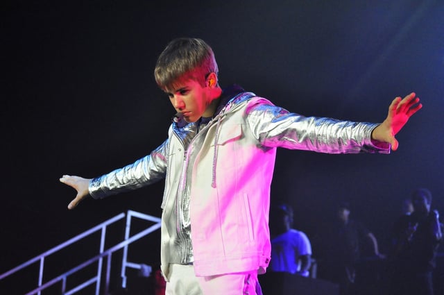 Bieber performing in Indonesia during his My World Tour (2011)