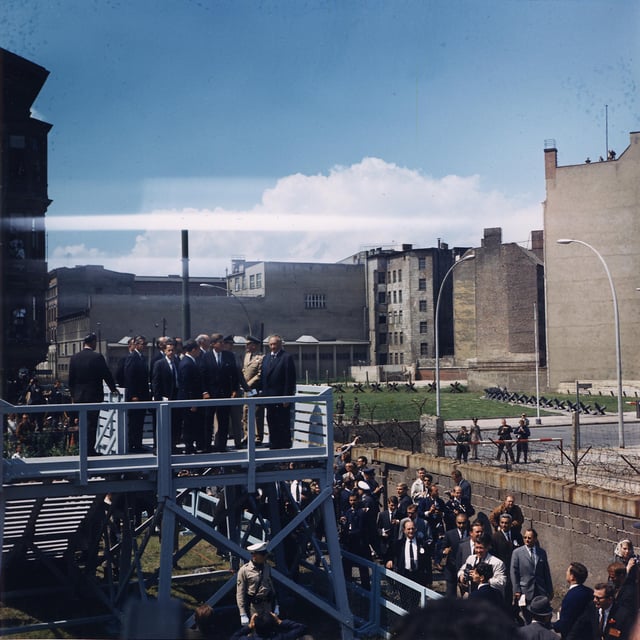 US President John F. Kennedy visiting the Berlin Wall on 26 June 1963