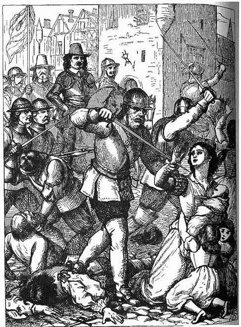A 19th century representation of the Massacre at Drogheda, 1649