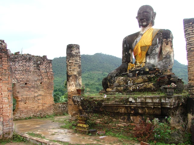 Ruins of Muang Khoun, former capital of Xiangkhouang province, destroyed by the American bombing of Laos in the late 1960s