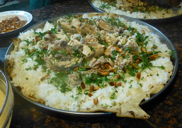 Mansaf, the traditional dish of Jordan. Inspired from Bedouin culture, it is a symbol of Jordanian hospitality.