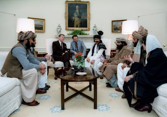Meeting with leaders of the Afghan Mujahideen in the Oval Office, 1983
