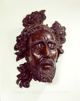 Wood Sculpture of John The Baptist's Head by Santiago Martinez Delgado.