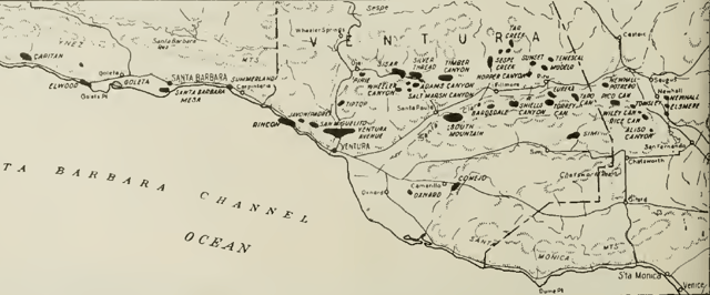 Map of Santa Barbara Oil and Gas Fields