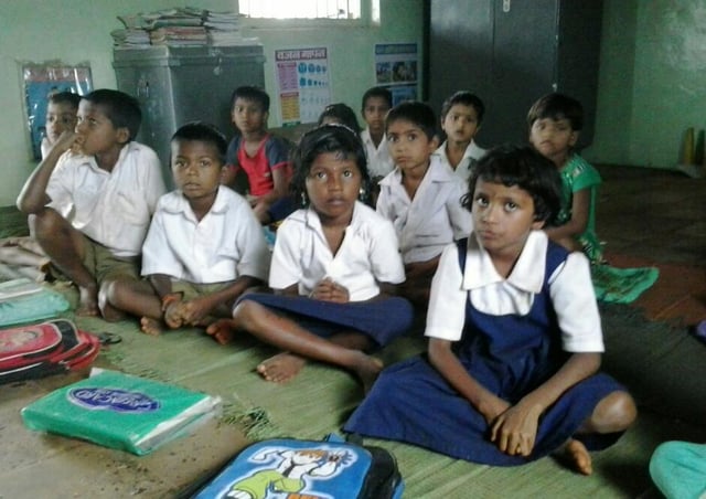 Students at a state-run primary school in Raigad district.