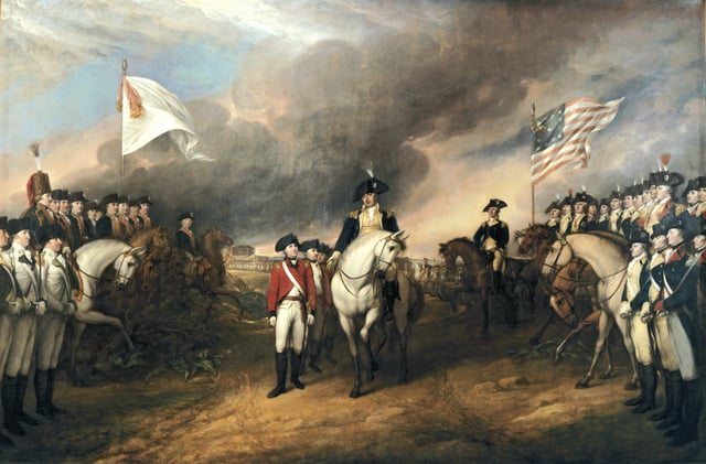 Surrender of Cornwallis at Yorktown. The loss of the American colonies marked the end of the "first British Empire".
