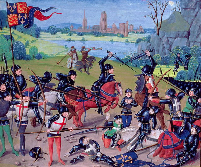 Fifteenth-century miniature depicting the English victory over France at the Battle of Agincourt.