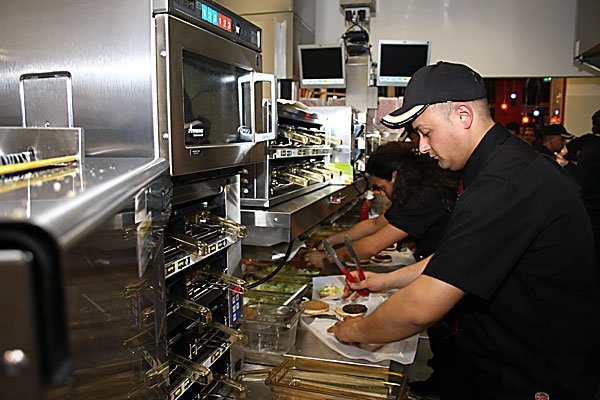 Food being prepared in a Burger King kitchen in Italy