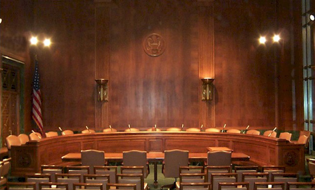 Committee Room 226 in the Dirksen Senate Office Building is used for hearings by the Senate Judiciary Committee.