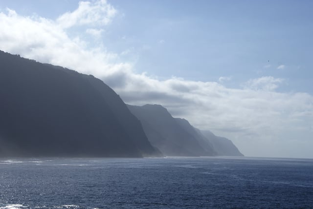 The grand cliffs of the island of São Jorge, formed by fissural volcanism.