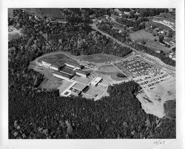 Aerial photograph taken in 1967 showing what was then called George Mason College