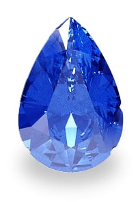 Teardrop-shaped blue sapphire
