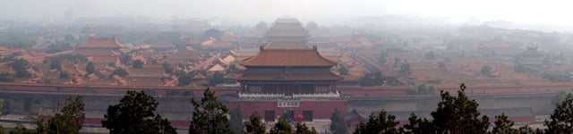 The Forbidden City took form as a grand complex of pavilions enclosed within square walls.
