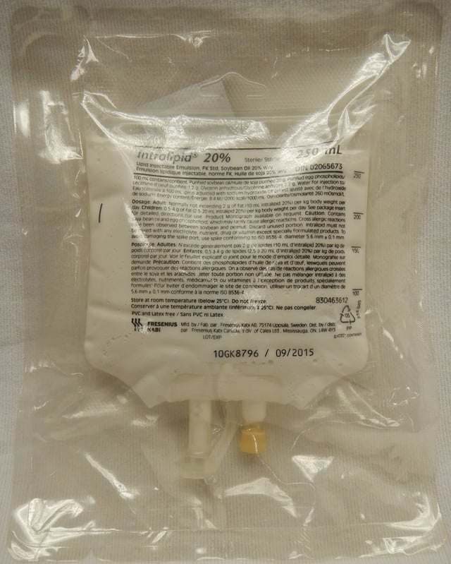 Lipid emulsion as used in cardiac arrest due to local anesthetic agents