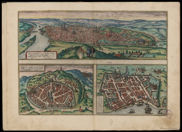 Nemausus, Nismes Civitas Narbonensis surrounded by its walls, after Sebastian Minister (1569), 1572.