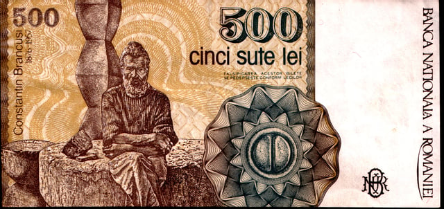 Constantin Brâncuși on the 500 Lei Romanian banknote (1991–1992 issue)