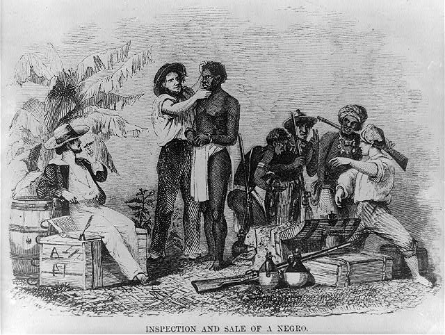 Slave being inspected, from Captain Canot; or, Twenty Years of an African Slaver