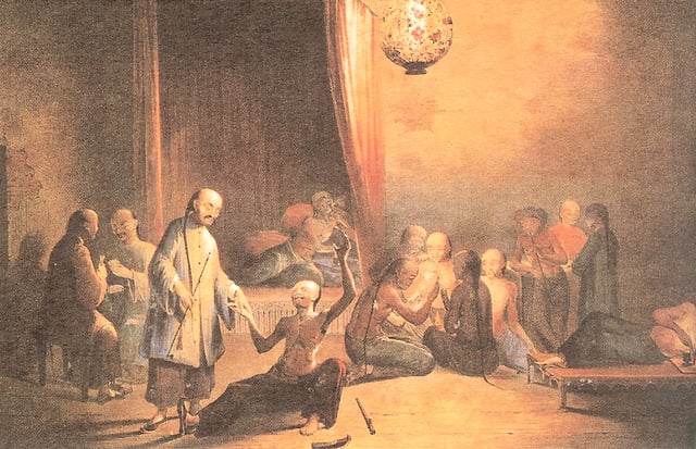 An opium den in 18th-century China through the eyes of a Western artist